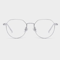 Jiojew Lunettes Unisexe Ultra Légères en Métal Pur, Montures Optiques Polygones pour Femmes, Montures de Lunettes en Titane