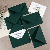 Enveloppes épaisses de couleur vert foncé à texture tactile, enveloppes d'invitation de luxe avec sceau de cire pour lettres d'amour manuscrites et Noël