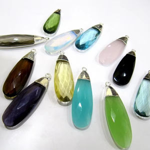 Colgante de Cuarzo en Forma de Pera con Baño de Plata de Ley y Aro Sencillo, Joyería Fina para Mujer en Oferta - Product Image 1