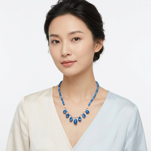 Conjuntos de collares de cuentas coloridas con conchas teñidas en azul vibrante y dijes para mujer - Product Image 4