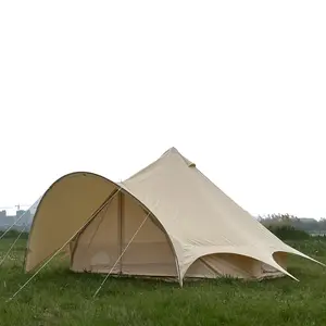 Waterproof Glamping ZIG 5m Cotton Canvas Bell Tent Star Bell Tent With Windproof Structure For Glamping