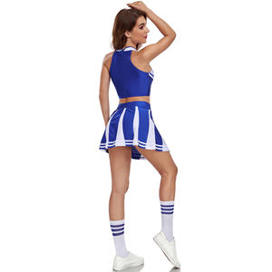 Set da Tifosa per Stadio <span class=keywords><strong>di</strong></span> Calcio, Divisa Femminile Sexy Pronta per il Gioco, Gilet con Pon Pon, Calze Lunghe, Costume da Palcoscenico in Poliestere - Product Image 6