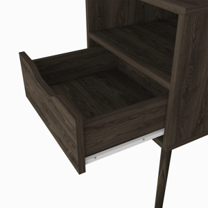 Nightstand 25 H Dark Walnut One Drawer One Open <b>Shelf</b> Four Legs - Product Image 4