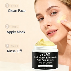 Masque visage anti-âge SYLAX avec mucine d'escargot et curcuma - Soin hydratant anti-rides professionnel pour peaux matures - Product Image 6