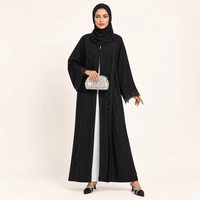 Abaya en dentelle noire sur mesure pour femmes, OEM ODM, vente en gros, vêtements modestes, vêtements islamiques