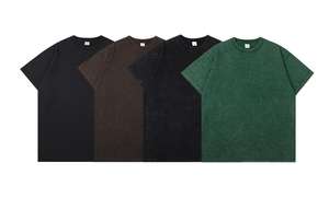 T-shirt à manches courtes pour homme, col rond, style jeune, imprimé, design vierge, tissu en polyester/coton tissé, poids 300 grammes - Product Image 6