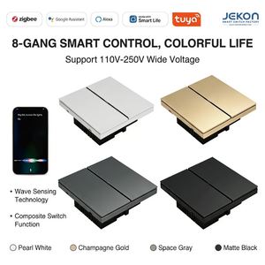 Interrupteur mural intelligent Y1 Tuya Zigbee 8 voies AC110V 250V, standard 86, quatre couleurs, contrôle vocal <span class=keywords><strong>Alexa</strong></span> Google Smart Life - Product Image 1