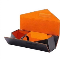 Boîte cadeau triangulaire en cuir pour vin avec fermeture auto-agrippante, emballage de bouteille haut de gamme, logo personnalisé