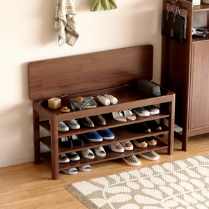 Modern <b>Wood</b> Entryway Bench with Storage Shelf for Home Living Room Furniture - Product Image 1