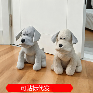 Butée de porte décorative en peluche style européen, bleu marine, beige, gris, à poser au sol, pour usage domestique - Product Image 5