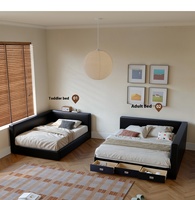 Très grand lit double moderne et simple en bois pour deux enfants famille épissé lit parent-enfant pour chambre principale ou hôtel