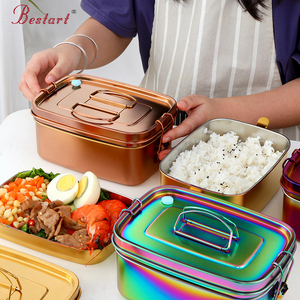 Voedsel Containers Kleurrijke Opbergdozen Roestvrij Staal Student Bento Lunch Dozen Met Lock Deksel