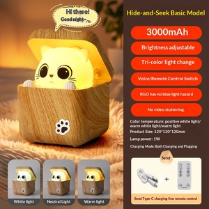 Lampe de chevet pour bébé en plastique, motif chat timide <span class=keywords><strong>Hagi</strong></span> Mi, veilleuse amusante avec capteur, dessin animé mignon, 0-24 mois - Product Image 3