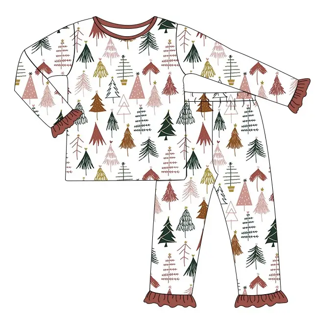 New Arrival Cute Sleepwear Kids Girl Popular Design Printed Kids Pajamas 2022 Christmas Milk Silk OEM Customized Pajamas Sets