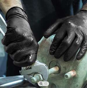 Guantes de nitrilo de seguridad industrial, 9 pulgadas, 8mil, Naranja, Negro, con patrón de diamante, alta calidad - Product Image 6