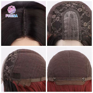 Venta al por mayor de alta calidad de encaje frontal resistente al calor pelucas de pelo sintético parte media colorido Arco Iris precio barato - Product Image 6