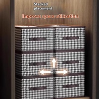 Faltbare Houndstooth-Aufbewahrungsbox mit Stofflagen für Hosen, Kleiderschrank, Kleidung, PET-Kunststoff, faltbarer Aufbewahrungsrahmen, direkt ab Werk