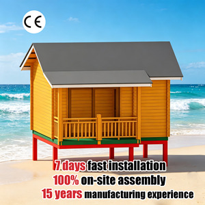 <span class=keywords><strong>Maison</strong></span> en bois préfabriquée, <span class=keywords><strong>maison</strong></span> de plage, chalet en rondins avec balcon, 1 chambre et salle de bain pour les stations balnéaires insulaires - Product Image 1