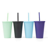 Gobelets à café réutilisables personnalisés en plastique transparent à double paroi de 24 oz avec couvercles et pailles, avec logo
