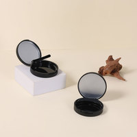 Rond Noir Mat Cosmétique Vide Maquillage Blush Emballage Pressé Compact Poudre Cas En Plastique Surligneur Poudre Fard À Paupières Boîte
