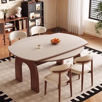 Table à manger rétractable en bois de style médiéval français, vintage, avec chaises, pour usage domestique, table pliable, options carrées à double usage