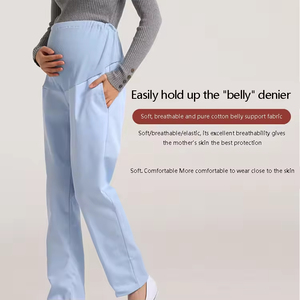 Pantaloni di maternità donna medico/infermiera rosa e bianco elastico in vita da lavoro uniformi ospedaliere - Product Image 3