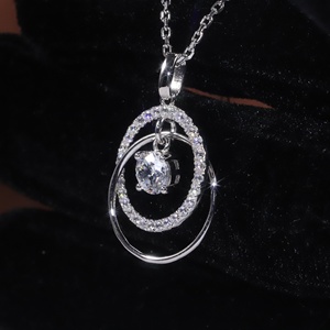 SU200 respectueux de la mode haute qualité véritable diamant naturel 5MM AU <span class=keywords><strong>750</strong></span> 585 <span class=keywords><strong>or</strong></span> blanc pendentif collier femmes bijoux - Product Image 1