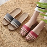 Sandales et pantoufles d'intérieur en lin pour femmes et hommes, vente en gros, été
