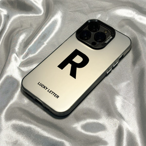 <span class=keywords><strong>K</strong></span> Black Lucky Letter Printing Electroplated Silver Key TPU PC Funda para teléfono móvil para Iphone X Xr Xs 11 12 13 14 15 16 17 Pro Max - Product Image 5