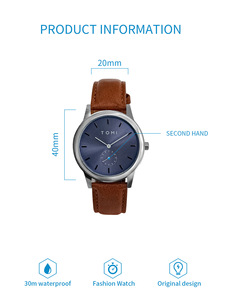 Reloj de Pulsera TOMI T088 para Hombre, Diseño de <span class=keywords><strong>Dos</strong></span> Agujas, Estilo Casual <span class=keywords><strong>y</strong></span> Minimalista, Reloj de Cuarzo con Correa de Cuero, Caja para Reloj - Product Image 3