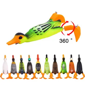 Leurre souple en Silicone pour canard d'eau douce et salée, hameçons de pêche, leurres flottants réalistes à Double hélice