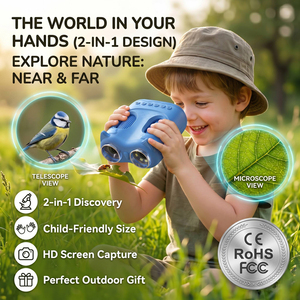 <span class=keywords><strong>Microscopio</strong></span> <span class=keywords><strong>e</strong></span> <span class=keywords><strong>Telescopio</strong></span> 2-in-1 per Bambini con Doppia Lente, <span class=keywords><strong>Microscopio</strong></span> Digitale Portatile 1000X, Giocattolo Educativo STEM per l'Esplorazione della Natura - Product Image 1