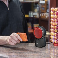 JR T55 Nuevo Diseño Profesional, Lector de Códigos QR 2D USB de Escritorio Fijo, Escáner Pos Omnidireccional para Supermercados, Punto de Venta