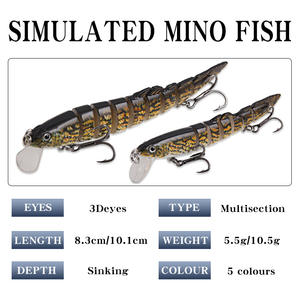 Señuelo de Pesca Ytqhxy, Multi-segmentado, Tipo Minnow, 7-9 Secciones, para Pesca de Lubina, Señuelo Biónico de Agua Media - Product Image 2