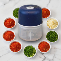 Picadora de Ajo Eléctrica Mini de 250 ml, 3 Cuchillas, Picadora de Verduras y Cebollas Portátil, Procesador de Alimentos para Bebés