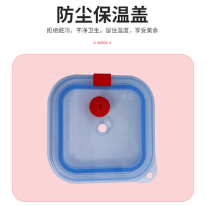 Folding Silicone Food Storage Container Rectangle Plastic Lid Microwave Safe Portable Lunch Box Refrigerator Use Travel - Product Image 2