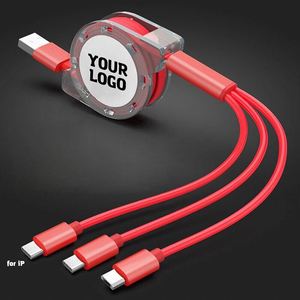 Gift Logo Universal 3 in 1 Retractable Charging Wholesale Multi Phone <b>Charger</b> Flexible Data Cable Custom Promotional Gifts - Product Image 1