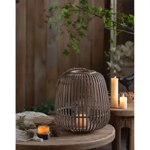 Hollow Out Bamboo Lantern Nến Trang Trí Nội Thất Quà Tặng Trà Ánh Sáng Thủy Tinh Bão Người Giữ Nến, Đèn Lồng Và Lọ Nến