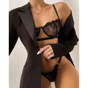 Hot selling Summer Lace Wrapped Breast Sexy See through Lingerie Set In Stock