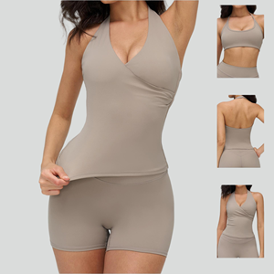 Ensemble de yoga de <span class=keywords><strong>luxe</strong></span> respirant et élégant, pull décontracté, dos ajouré et élégant, pour le basketball, tendance 2026 - Product Image 3