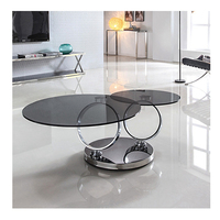 Table basse en verre trempé créative, design rond, style moderne et simple, couleur crème, meubles de salon pour petit appartement