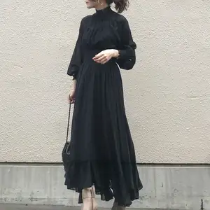 2020 जापानी और कोरियाई देवियों प्रोम आकस्मिक लंबी पोशाक highwaist सुरुचिपूर्ण पोशाक