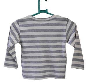 Etiqueta privada Ray Camiseta Algodón orgánico Cuello Mangas completas Fiesta informal Estilo Gris Blanco Rayas Unisex Escuela Hogar 6 años + - Product Image 2