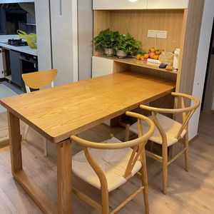 Table à manger rectangulaire en bois massif nordique, structure stable en chêne, meubles de salle à manger - Product Image 2