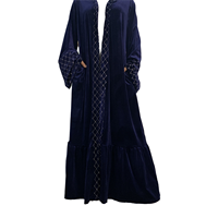 Nouvelle Arrivée Lignes : Robe Abaya en Velours de Haute Qualité, Manches Longues, Vêtement Islamique Tendance