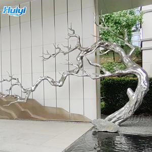 تمثال شجرة الصنوبر المخصص من الفولاذ المقاوم للصدأ، تمثال معدني مصقول كالمرآة لتزيين الحدائق الخارجية والفنادق والمناظر الطبيعية - Product Image 2