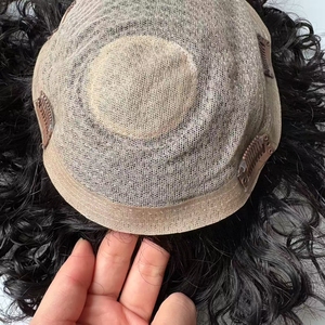 Goedkope Natuurlijke Menselijke Haarvervangingssysteem Voor Mannen Zwarte Prothese Ademende Zijden Kanten Kroon Toupet Clips - Product Image 3