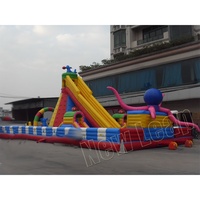 Nouvelle structure gonflable Leap, château à obstacles avec double toboggan, thème de parc d'attractions coloré, Yuedong