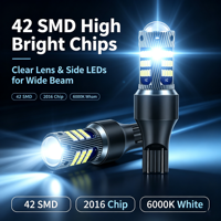 Bombilla LED de Reversa HOLY T15-2016-42SMD con Lente de Enfoque, 42PCS 2016 SMD, Disipación de Calor de Aluminio, Canbus Sin Errores, 65W 12V, Luz para Auto
