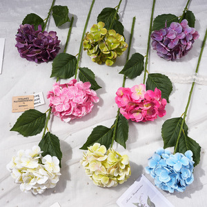 Fleur artificielle d'hortensia à tige unique en soie, toucher 3D réaliste, décoration de mariage et de maison, grande taille - Product Image 1